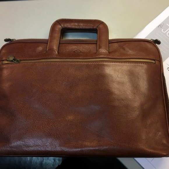 Men's Brown Leather slim Laptop bag 15.7 inch
